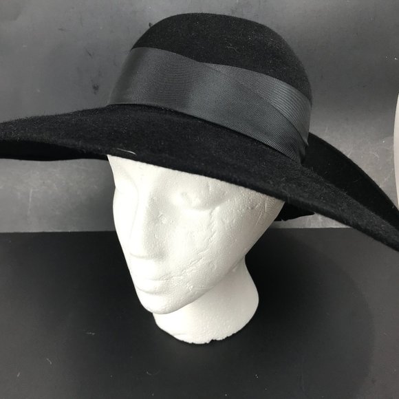 Frank Olive Private Collection Black wool felt hat
